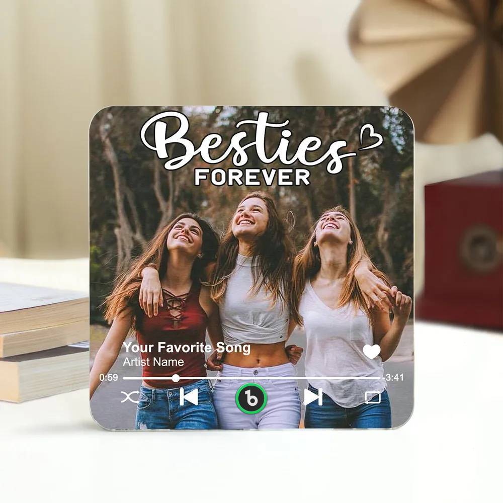 Personalized Music Fridge Magnet Custom Besties Forever Song Magnet Heartfelt Gift For Best Friends
