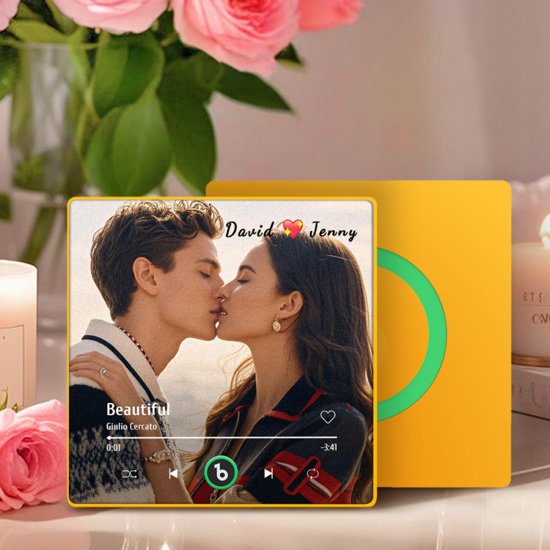 Custom Music Fridge Magnet Custom Colorful Frame Album Fridge Magnet Music Wall Photo Sticker Song Magnets That Can Play Music Valentine's Day Gifts