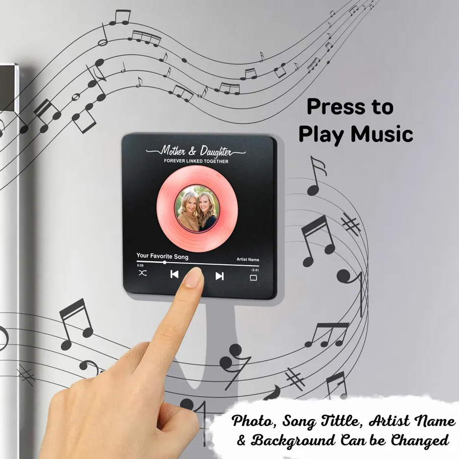 Custom Vinyl Music Fridge Magnet Gifts Custom Photo Personalized Music Fridge Magnet That Can Play Song Gifts for Mom for Grandma
