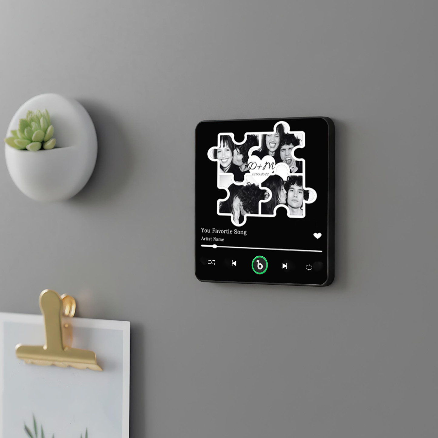 Custom Photo Music Box Fridge Magnet Personalized Valentine's Day Gift For Couple Puzzle Pattern Music Fridge Magnet