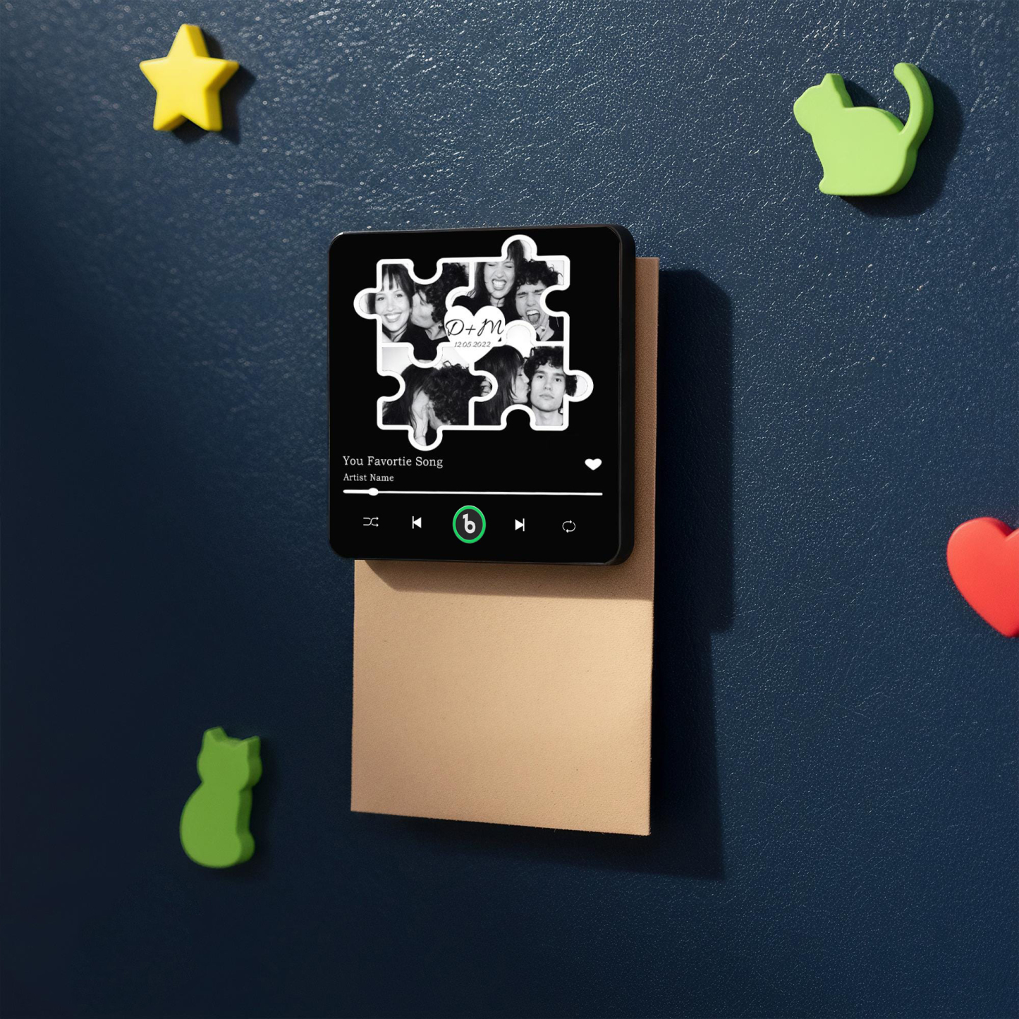 Custom Photo Music Box Fridge Magnet Personalized Valentine's Day Gift For Couple Puzzle Pattern Music Fridge Magnet