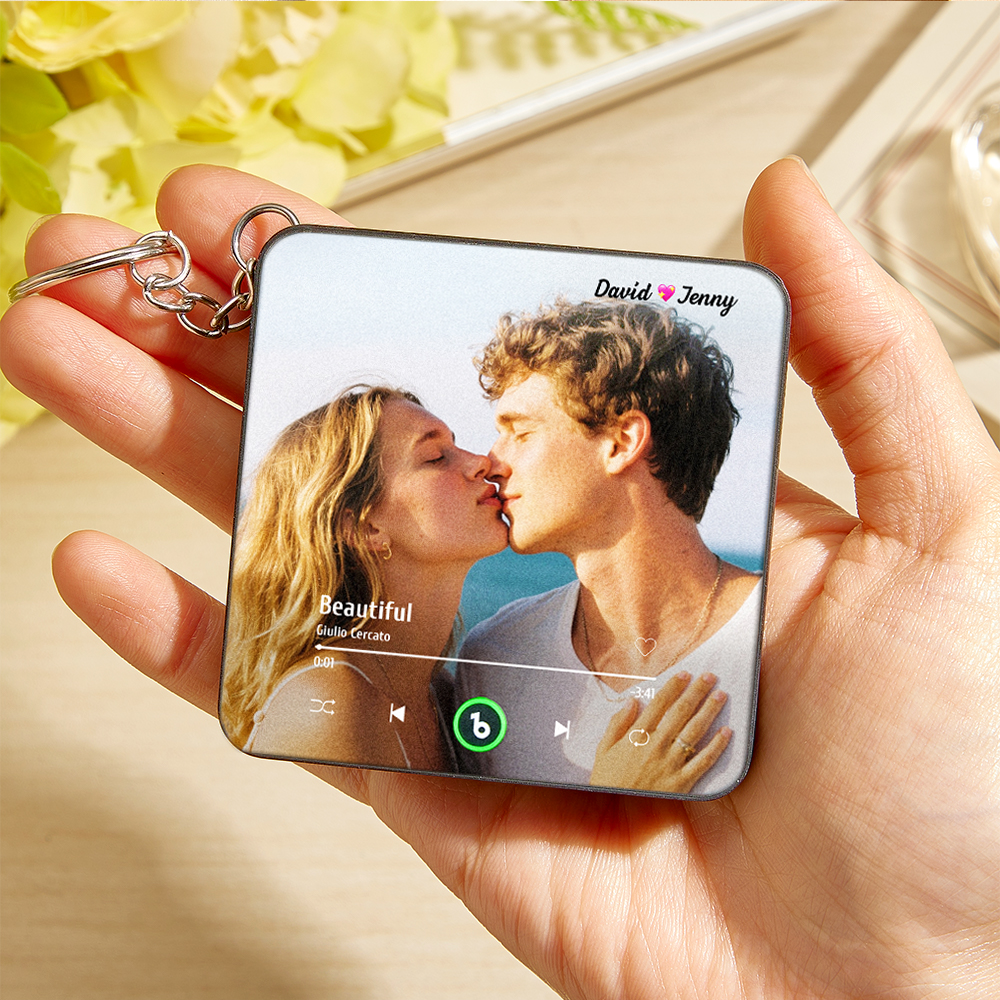 Custom Music Gift Mini Fridge Magnet Keychain Custom Photo Music Box Play Song Valentine Gift For Her Photo Music Magnet Keychain Anniversary Gifts for Couple