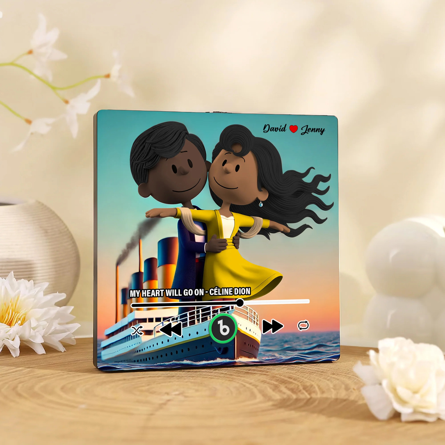 Custom Music Fridge Magnet Personalized Cartoon Characters Refrigerator Magnet Can Play Songs Gifts for Couple