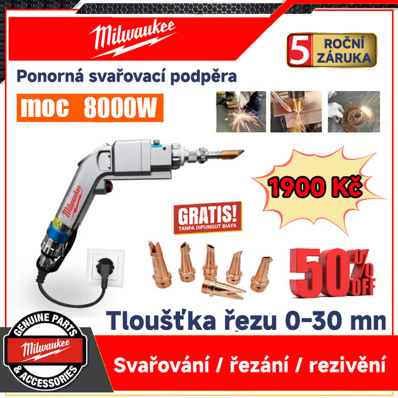 Laserový svařovací stroj (tři v jednom) nejnovější model Milwaukee 2024 svařování + řezání + odstranění rzi 8000W