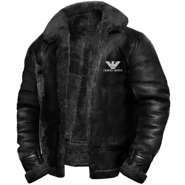 Armani® JAKO MODNA CIEPŁA WODOODPORNA KURTKA MĘSKA ZE SKÓRY KASZMIROWEJ ​