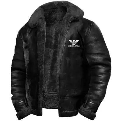 Armani® JAKO MODNA CIEPŁA WODOODPORNA KURTKA MĘSKA ZE SKÓRY KASZMIROWEJ ​