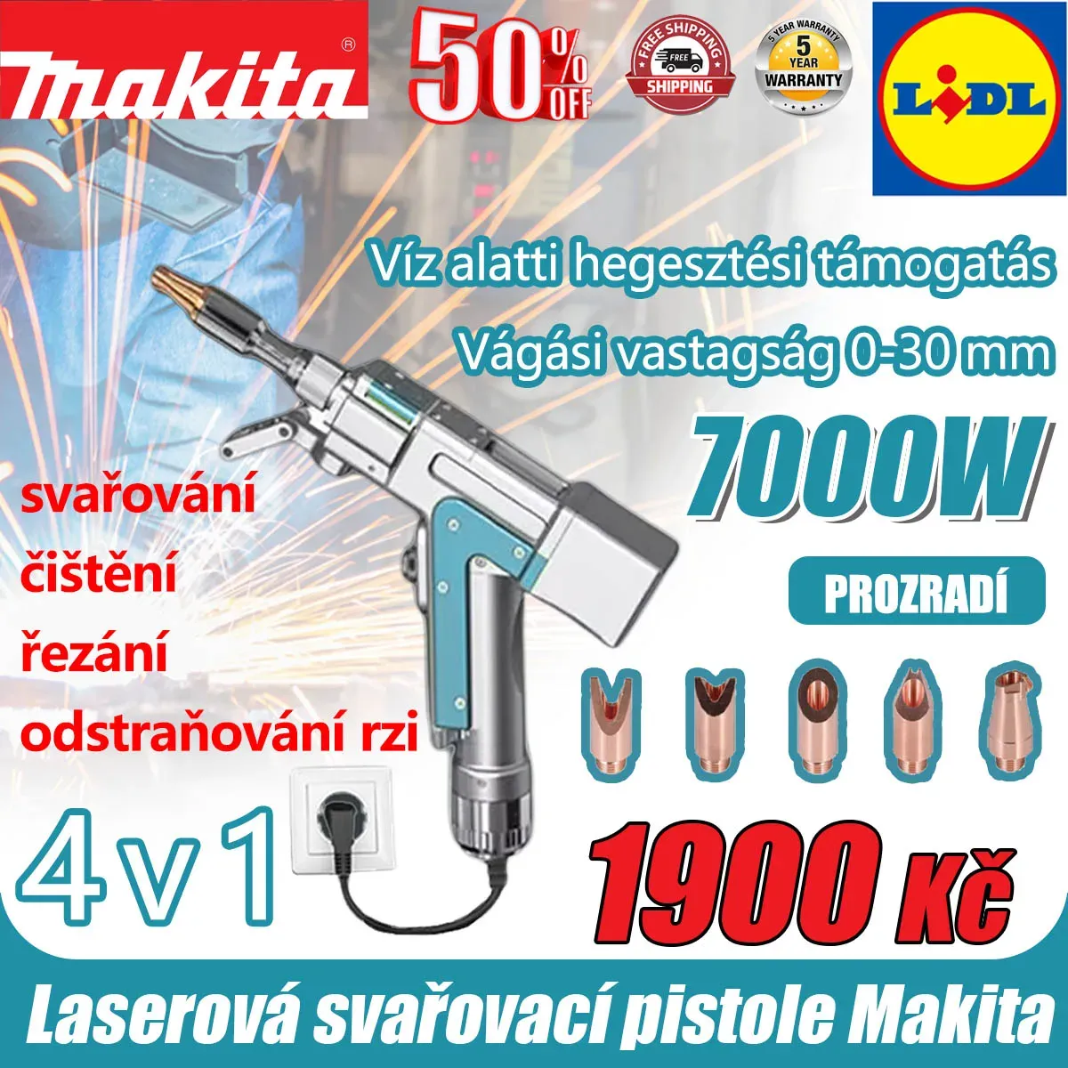 🚀 Speciální nabídka posledního dne! Makita 7000W inovativní přenosná laserová svařovací pistole 4v1 (svařování + čištění + řezání + odstraňování rzi)