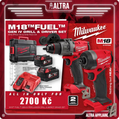 [Novoroční akce] Sada kombinace příklepové vrtačky a příklepového šroubováku Milwaukee 18V, limitovaná edice, pouze 2700 Kč.