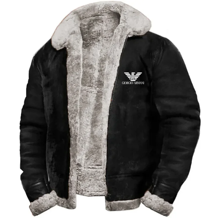 Armani® JAKO MODNA CIEPŁA WODOODPORNA KURTKA MĘSKA ZE SKÓRY KASZMIROWEJ ​