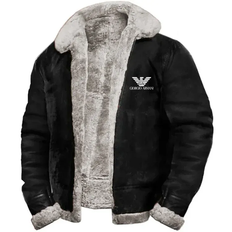 Armani® JAKO MODNA CIEPŁA WODOODPORNA KURTKA MĘSKA ZE SKÓRY KASZMIROWEJ ​