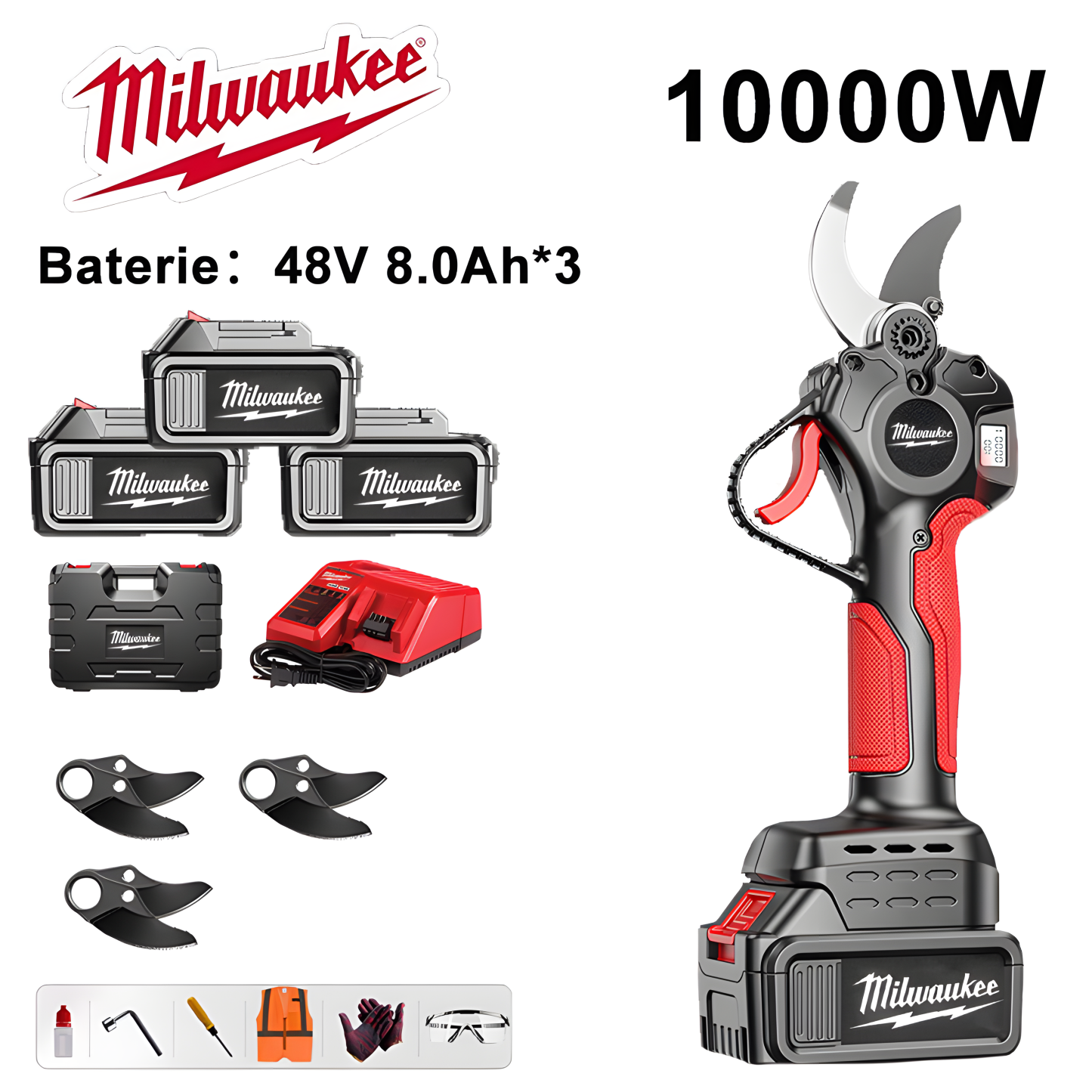 Milwaukee 15000W bezkomutátorový motor lithiová baterie teleskopické nůžky na větve