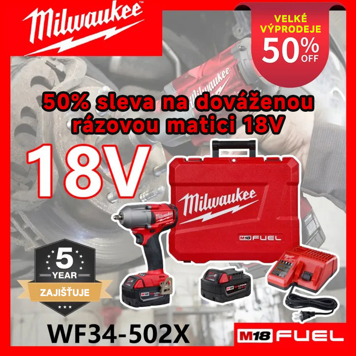 [Dobírka] Milwaukee M18-ONEFHIWF34-502X FUEL lithiový rázový utahovák – vůbec nejnižší sleva