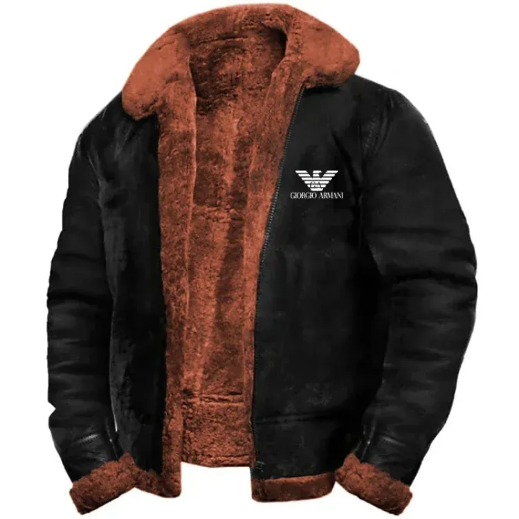 Armani® JAKO MODNA CIEPŁA WODOODPORNA KURTKA MĘSKA ZE SKÓRY KASZMIROWEJ ​