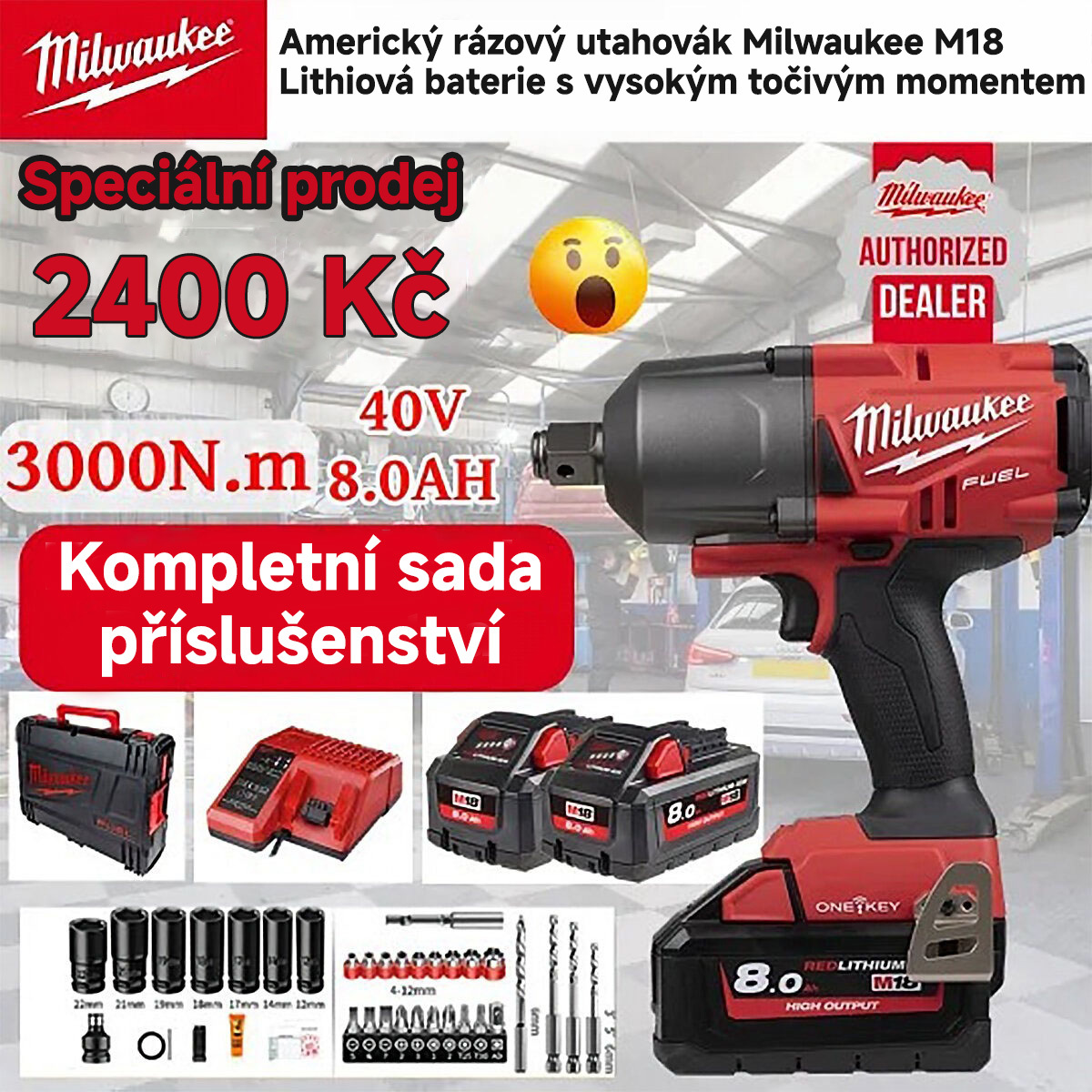 [Oficiální originál] Lithiový rázový utahovák Milwaukee M18-ONEFHIWF34-502X – vůbec nejnižší cena