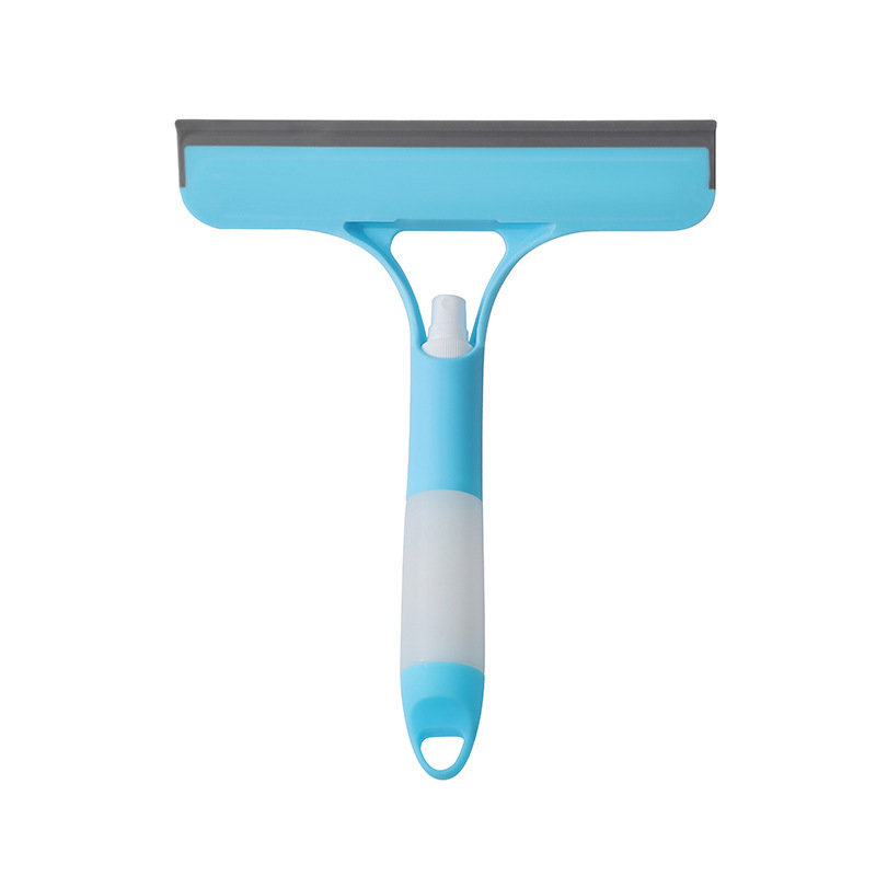 Double-sided window squeegee with built-in spray bottle