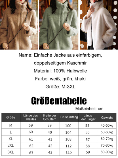100% Wolle【Reversible, einfarbige Thermojacke】50% Rabatt.weich und flauschig, hält auch bei minus 20 Grad im Regen und Schnee warm