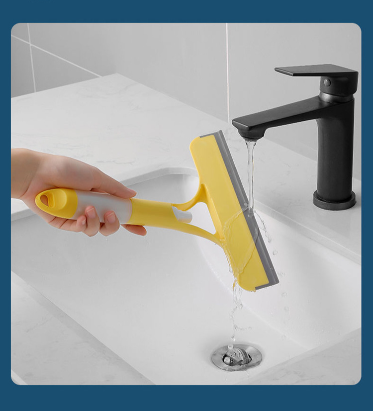 Double-sided window squeegee with built-in spray bottle