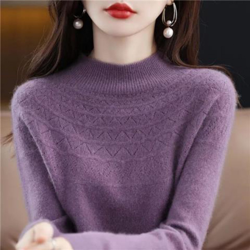 100% Kaschmir【Nahtloser halber Rollkragenpullover aus Kaschmir】50% Rabatt.Vielseitiger Strickpullover, den Sie zu allem tragen möchten!