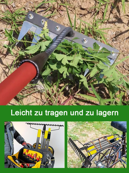 Kann 99,9 % der Unkräuter beseitigen 【Unkraut-Stahlrechen, der 50 Jahre lang nicht kaputtgeht】