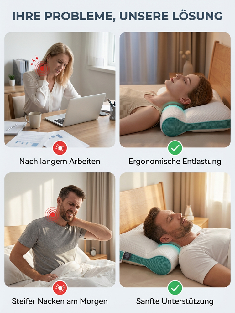 Orthopädisches HWS Nackenkissen ✨ 5D Ergonomisches Design ✨ Hotel-Luxus Komfort ☁️