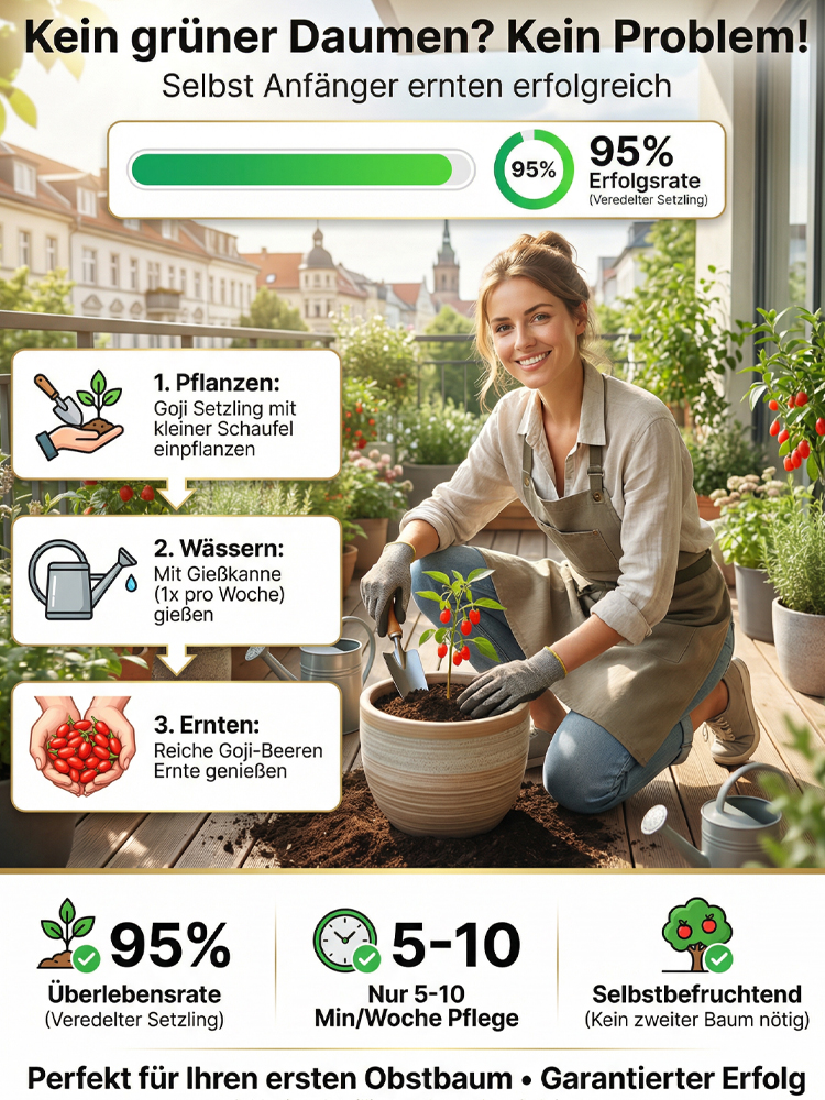 【Exklusives 1+1 Gratis】Dwarf Goji-Setzling | Versandkostenfrei in DE | Ihr privater Vital-Garten | 95% Anwuchsgarantie | Ernte bereits im Juli✨