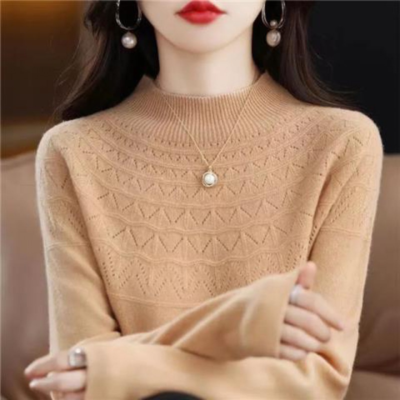 100% Kaschmir【Nahtloser halber Rollkragenpullover aus Kaschmir】50% Rabatt.Vielseitiger Strickpullover, den Sie zu allem tragen möchten!