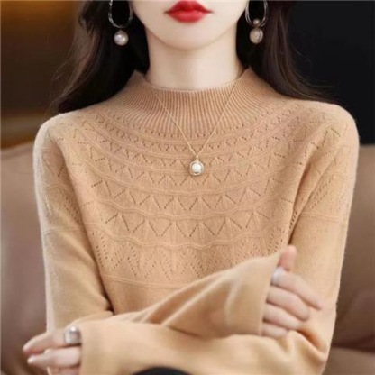 100% Kaschmir【Nahtloser halber Rollkragenpullover aus Kaschmir】50% Rabatt.Vielseitiger Strickpullover, den Sie zu allem tragen möchten!