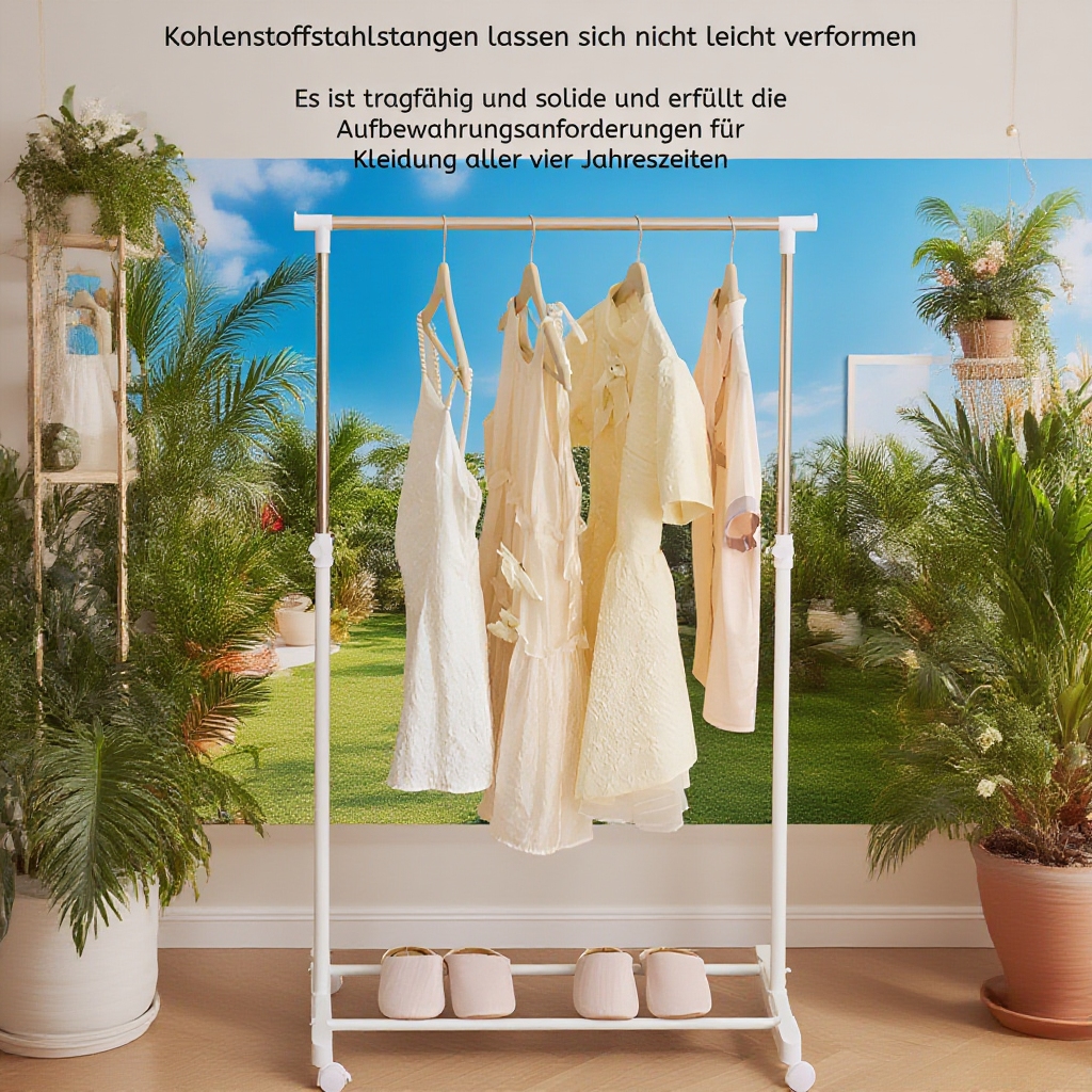 Multifunktionaler beweglicher Einzelstangen-Kleiderständer, höhenverstellbar, für Schlafzimmer