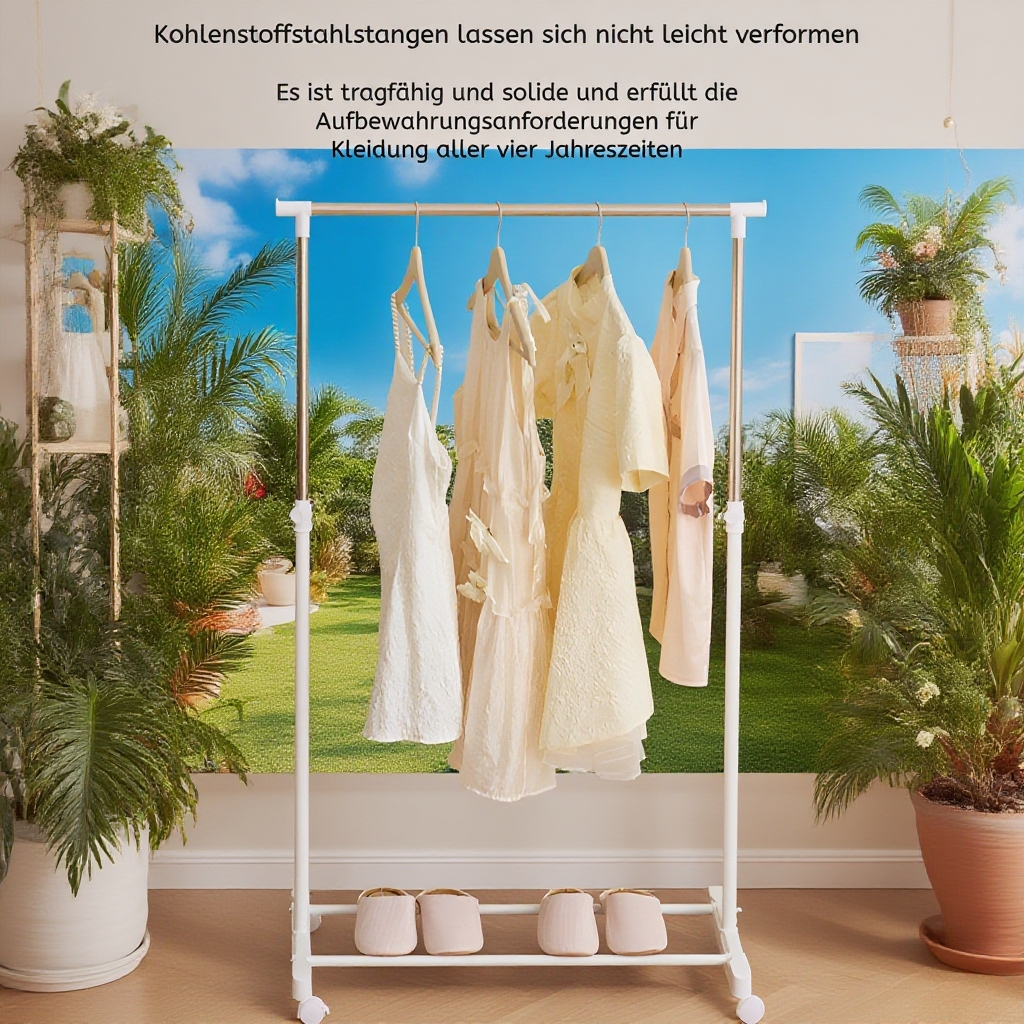 Multifunktionaler beweglicher Einzelstangen-Kleiderständer, höhenverstellbar, für Schlafzimmer