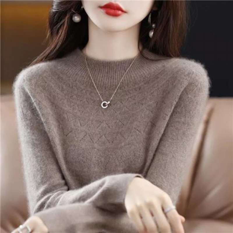 100% Kaschmir【Nahtloser halber Rollkragenpullover aus Kaschmir】50% Rabatt.Vielseitiger Strickpullover, den Sie zu allem tragen möchten!