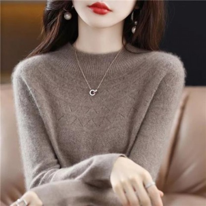 100% Kaschmir【Nahtloser halber Rollkragenpullover aus Kaschmir】50% Rabatt.Vielseitiger Strickpullover, den Sie zu allem tragen möchten!