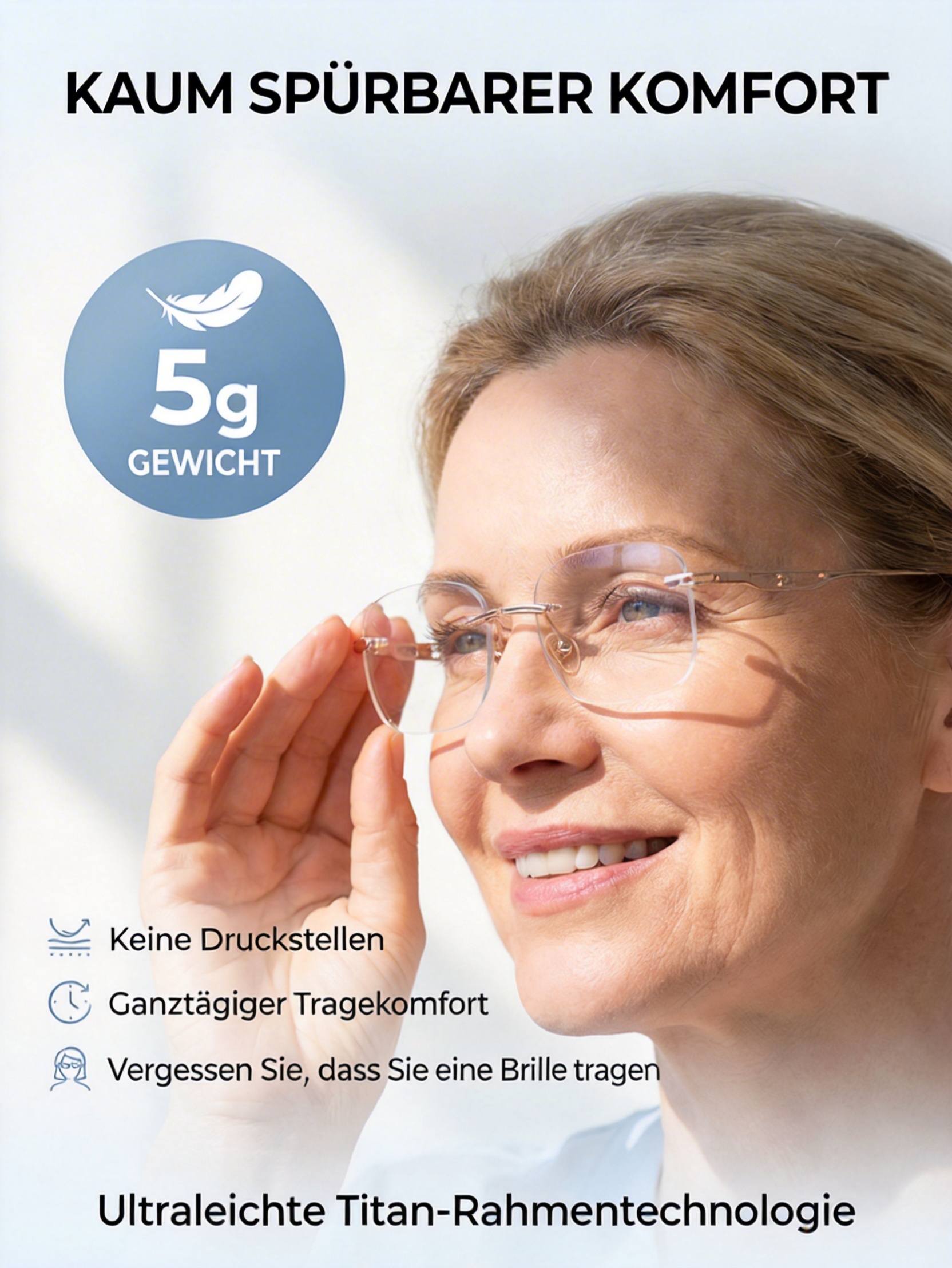 Smarte Lesebrille ✨ Nah und Fern ✨ Automatischer Fokus ✨Rahmenlos ✨ Ultraleicht 5g 👓