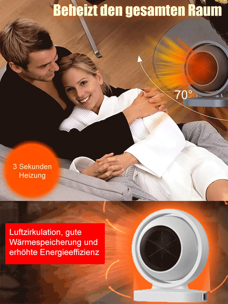 Nur 1 Euro Stromkosten für 7 Tage【Schnellaufheizender Lufterhitzer】50% Rabatt.3s Schnellerhitzung, energieeffizient und stromsparend!Greif zu!