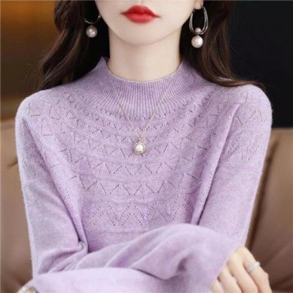 100% Kaschmir【Nahtloser halber Rollkragenpullover aus Kaschmir】50% Rabatt.Vielseitiger Strickpullover, den Sie zu allem tragen möchten!