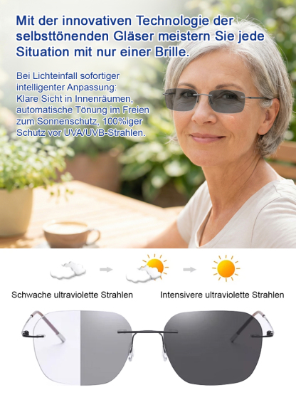 [Jena Optik Technologie] Intelligente Zoom-Gleitsichtbrille | Automatische Schärfe für Nah + Fern | 4-in-1 inkl. Sonnenbrille + Blaulichtfilter | Ultraleichtes Titan👓☀️