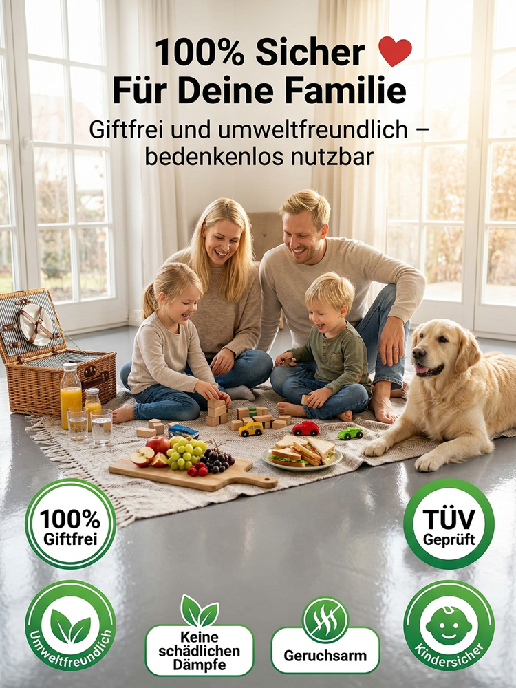 Premium Epoxidharz Bodenbeschichtung ✨2h Schnelltrocknend ✨ Bis zu 100m² Reichweite ✨ Fliesenoptik⏳💎