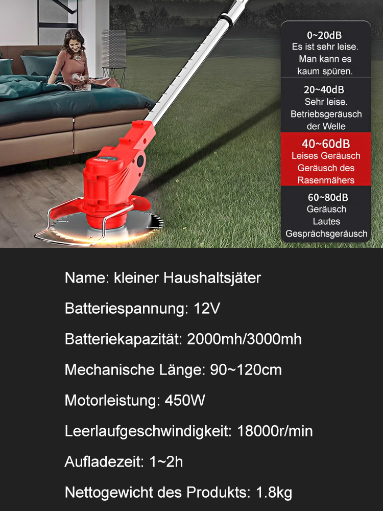 【50 % Rabatt, lebenslange Garantie】450W Profi-Akku-Unkrautentferner: 18.000 U/min Kupfermotor – schneidet mühelos Äste bis 5 cm