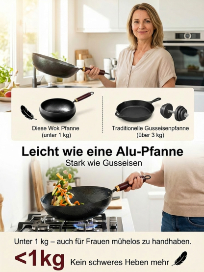 【80% Jubiläums-Rabatt】Tsubame-Sanjo Wok | Handgehämmertes Eisen | 100% Giftfrei ✨Hält 100 Jahre | Nie wieder Rost 💎