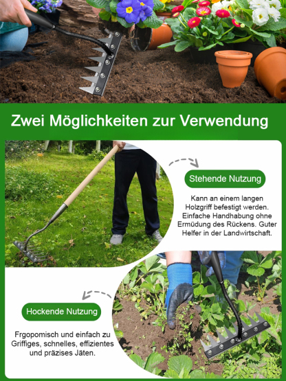 Kann 99,9 % der Unkräuter beseitigen 【Unkraut-Stahlrechen, der 50 Jahre lang nicht kaputtgeht】