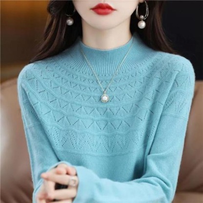 100% Kaschmir【Nahtloser halber Rollkragenpullover aus Kaschmir】50% Rabatt.Vielseitiger Strickpullover, den Sie zu allem tragen möchten!