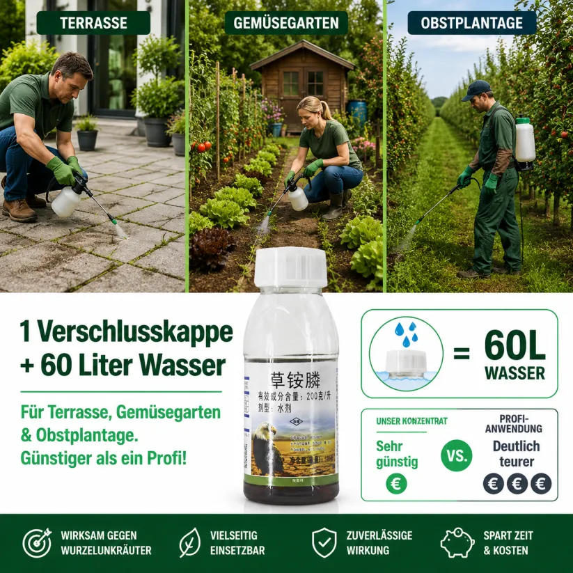 ✅👍Ultimatives Profi-Unkrautvernichter-Konzentrat: 1 Kappe für 1000 m² – Sichtbar in 3 Stunden & 3-fache Geld-zurück-Garantie！