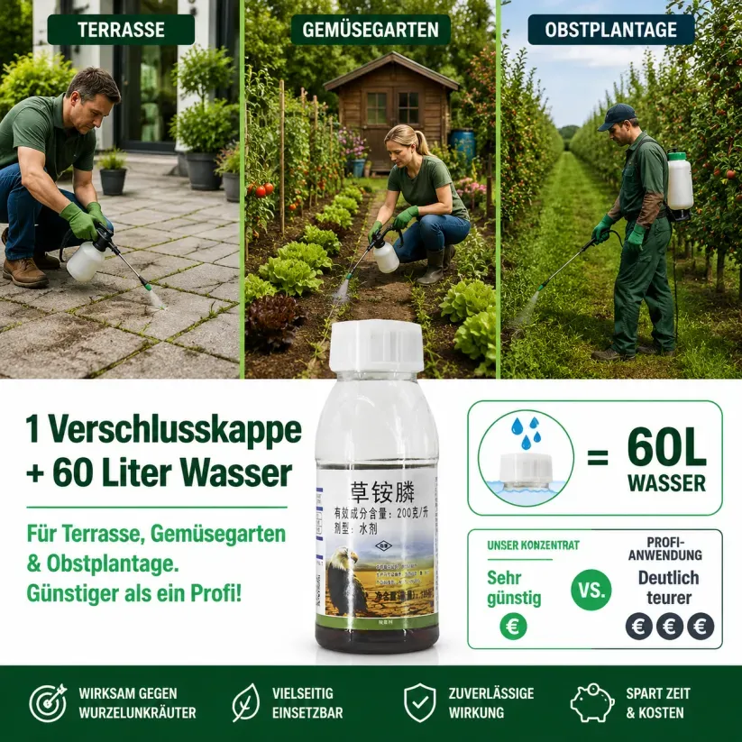 ✅👍Ultimatives Profi-Unkrautvernichter-Konzentrat: 1 Kappe für 1000 m² – Sichtbar in 3 Stunden & 3-fache Geld-zurück-Garantie！
