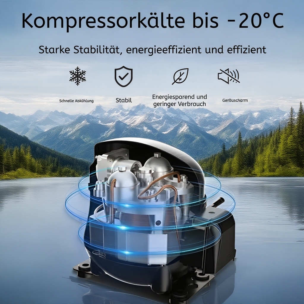 Kompressor-Kühlbox für Auto und Zuhause, 12V/24V, Gefrierschrank für LKW und PKW