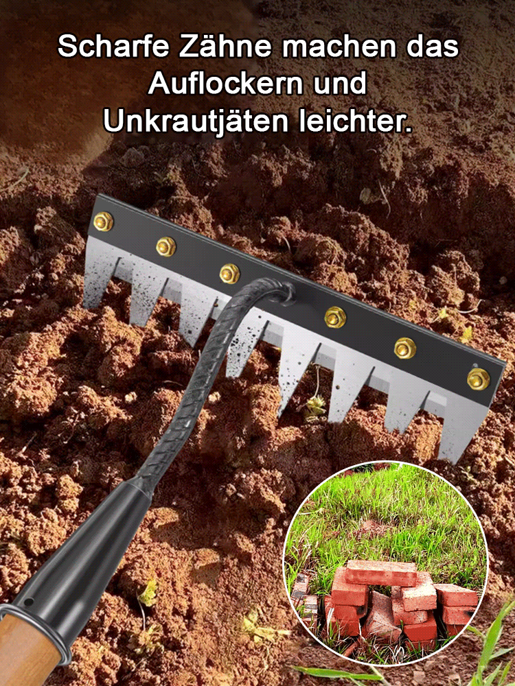Kann 99,9 % der Unkräuter beseitigen 【Unkraut-Stahlrechen, der 50 Jahre lang nicht kaputtgeht】