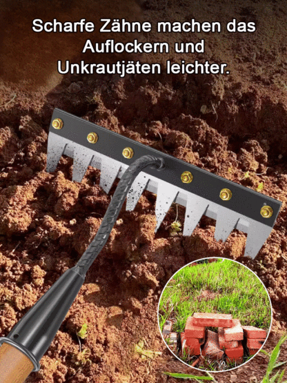 Kann 99,9 % der Unkräuter beseitigen 【Unkraut-Stahlrechen, der 50 Jahre lang nicht kaputtgeht】