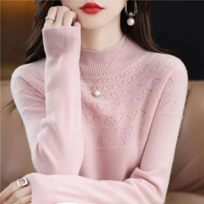 100% Kaschmir【Nahtloser halber Rollkragenpullover aus Kaschmir】50% Rabatt.Vielseitiger Strickpullover, den Sie zu allem tragen möchten!