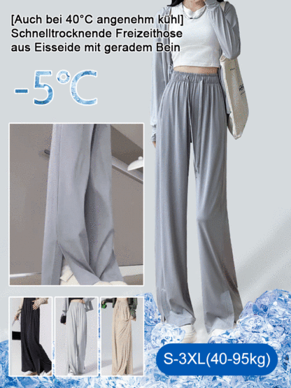 Gerade geschnittene Eisseide-Schnelltrocknende Freizeithose mit Sonnensc