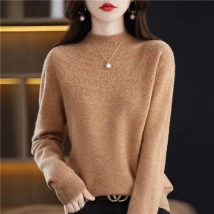 100% Kaschmir【Nahtloser halber Rollkragenpullover aus Kaschmir】50% Rabatt.Vielseitiger Strickpullover, den Sie zu allem tragen möchten!