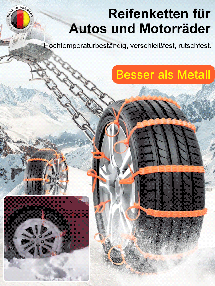 [Ab 1,20 € pro Produkt] 【Schneeketten für Autos und Motorräder, die nie verschleißen】50% Rabatt