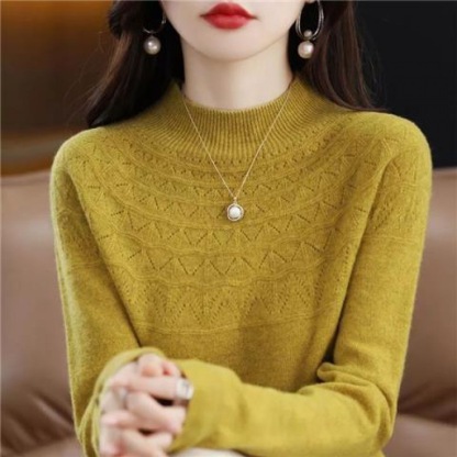 100% Kaschmir【Nahtloser halber Rollkragenpullover aus Kaschmir】50% Rabatt.Vielseitiger Strickpullover, den Sie zu allem tragen möchten!